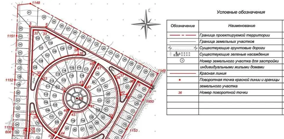 Как отразить красную линию в документации на участок